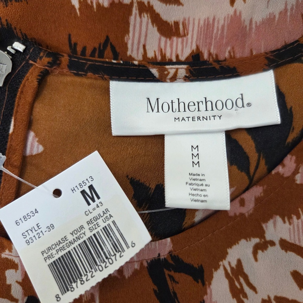 Motherhood‎ Maternity Floral Empire Waist Blouse Rust Pink Black Size M - Picture 4 of 5
